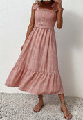 Tie Shoulder Shirred Dress