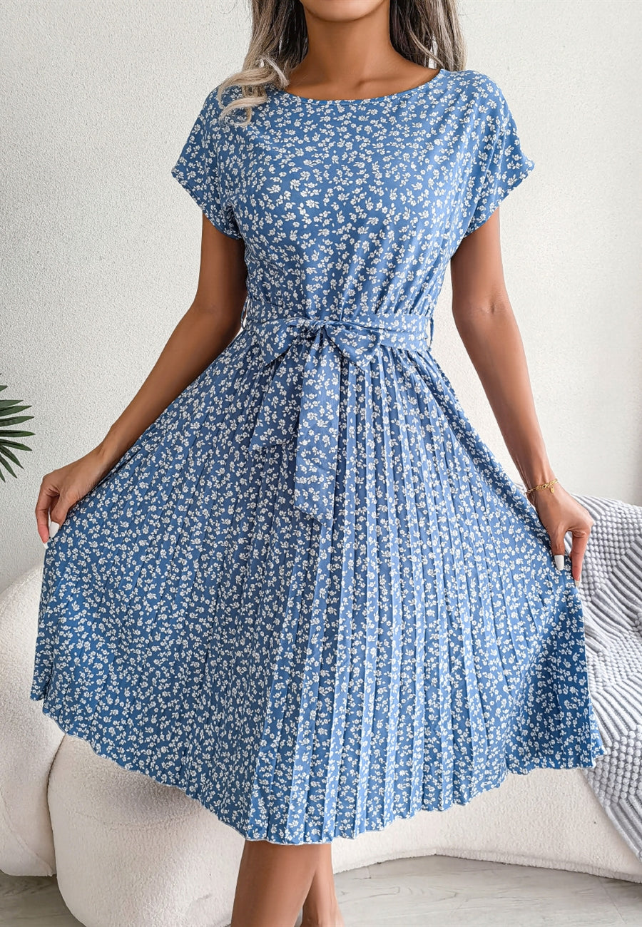 Vestido plisado con estampado de flores ditsy 