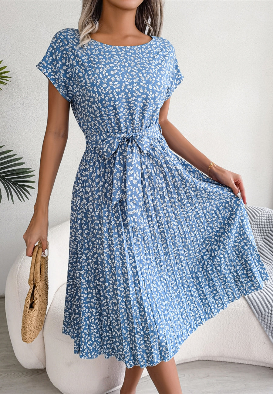Vestido plisado con estampado de flores ditsy 
