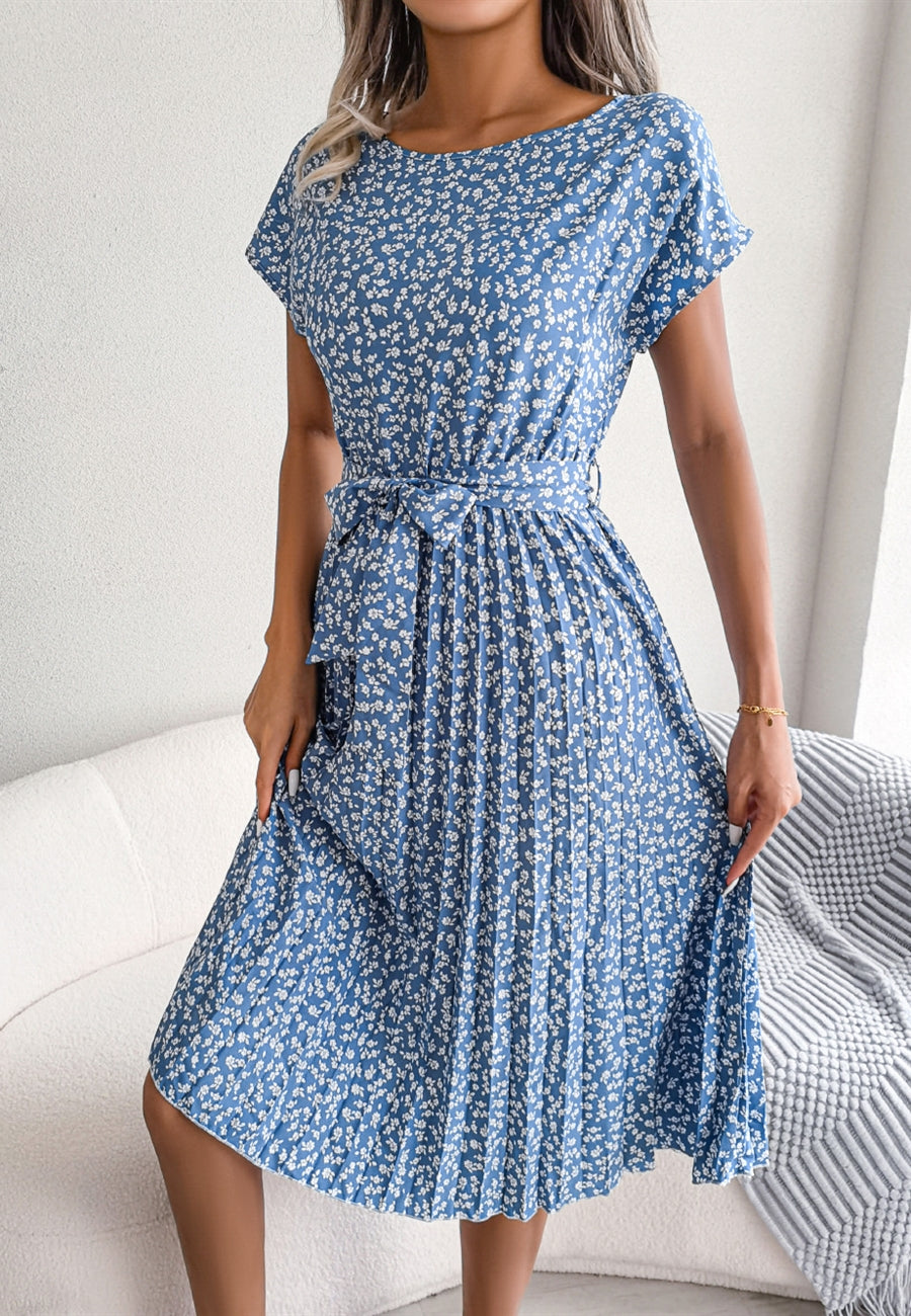 Vestido plisado con estampado de flores ditsy 