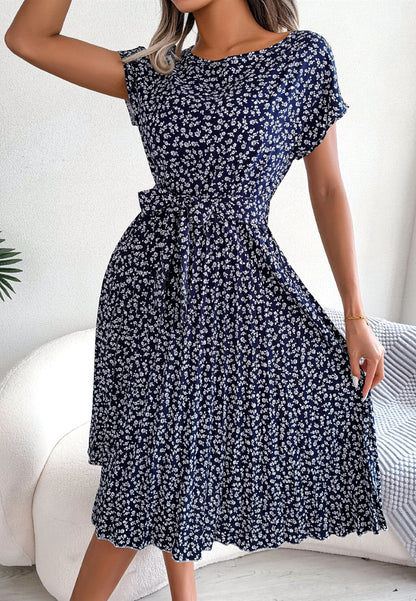 Vestido plisado con estampado de flores ditsy 