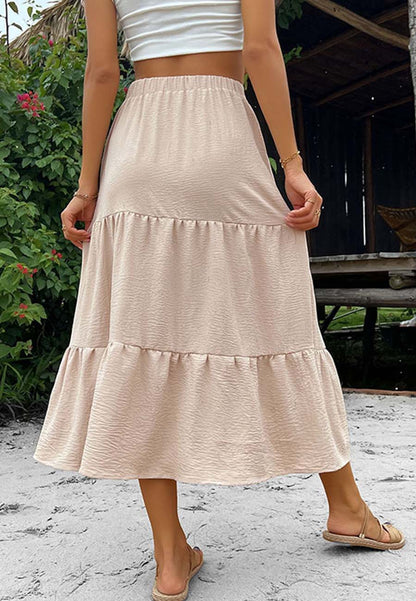 Falda midi escalonada con botones