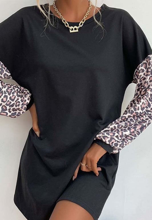 Vestido con estampado de leopardo en dos tonos