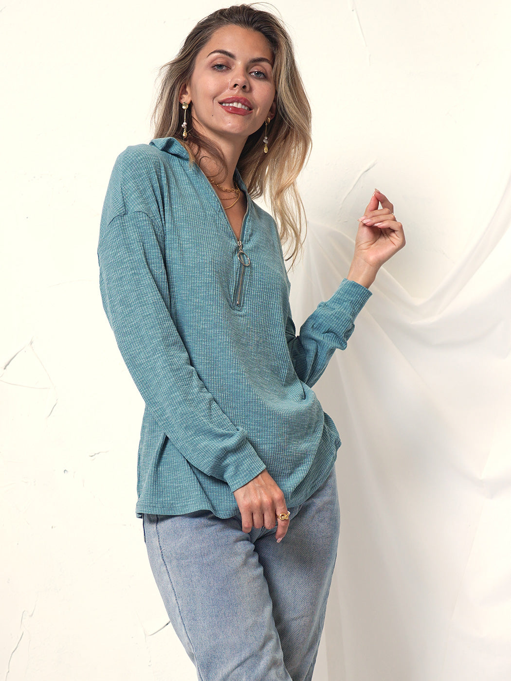 Sudadera con cremallera y junta tórica 