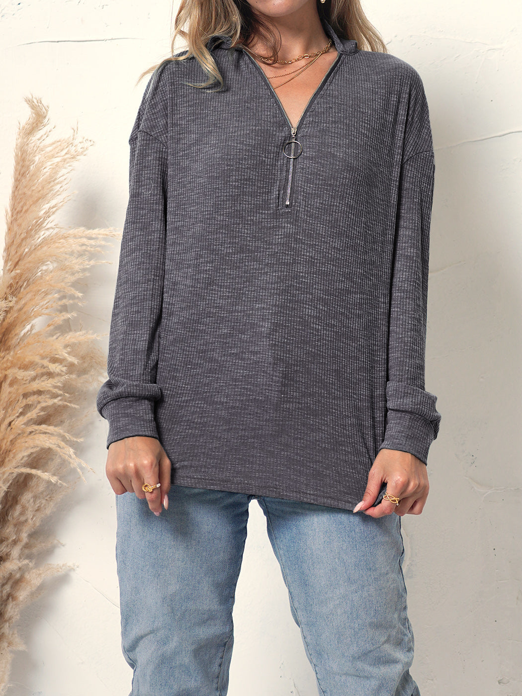 Sudadera con cremallera y junta tórica 