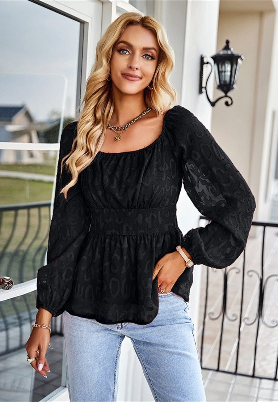 Leopard Pattern Peplum Blouse