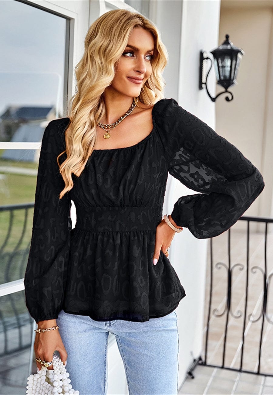 Leopard Pattern Peplum Blouse