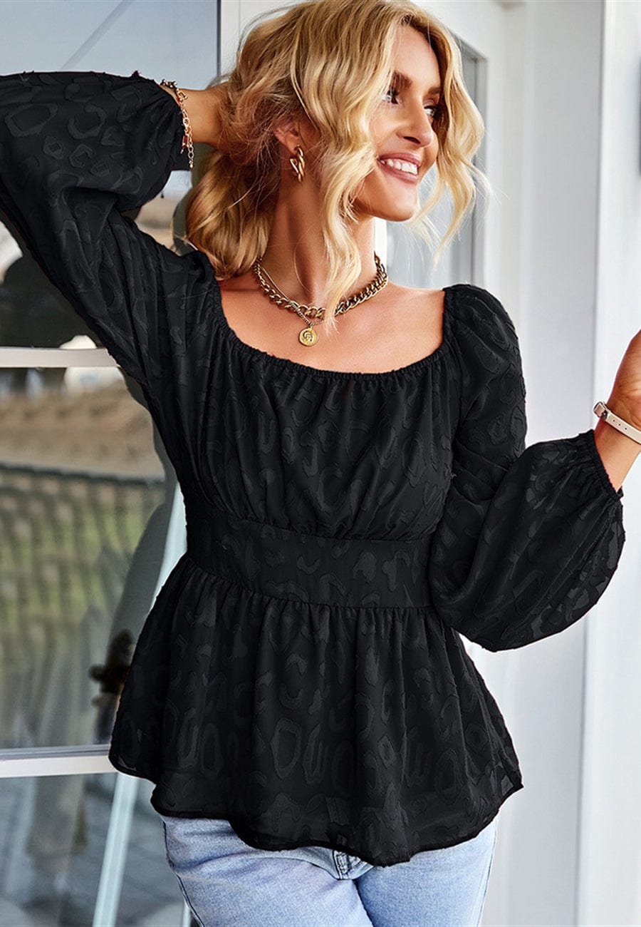 Leopard Pattern Peplum Blouse