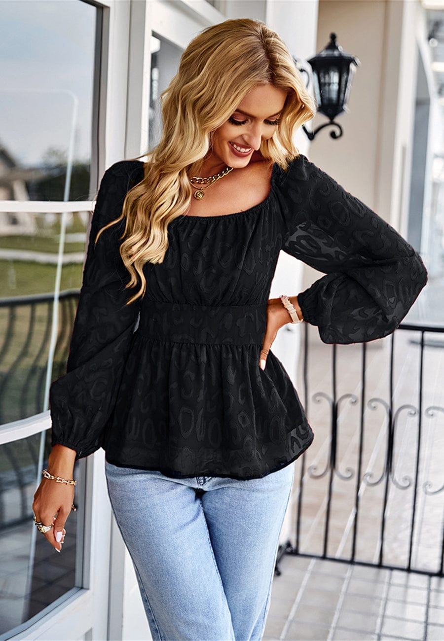 Leopard Pattern Peplum Blouse