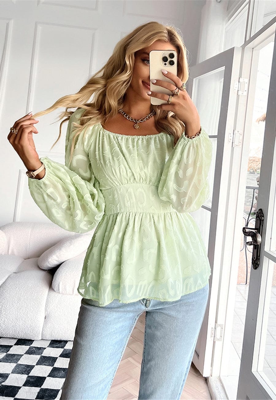 Leopard Pattern Peplum Blouse