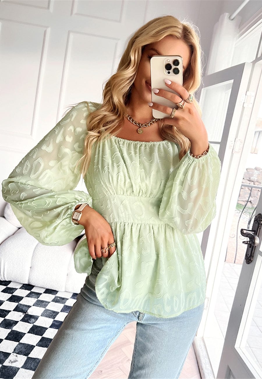 Leopard Pattern Peplum Blouse