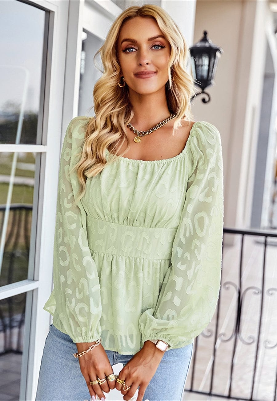 Leopard Pattern Peplum Blouse