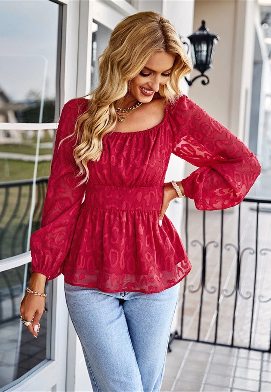 Leopard Pattern Peplum Blouse