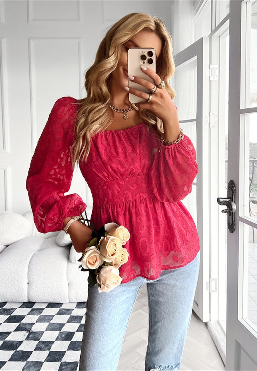 Leopard Pattern Peplum Blouse