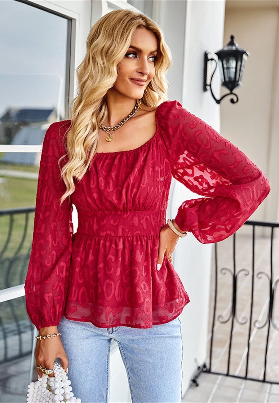 Leopard Pattern Peplum Blouse