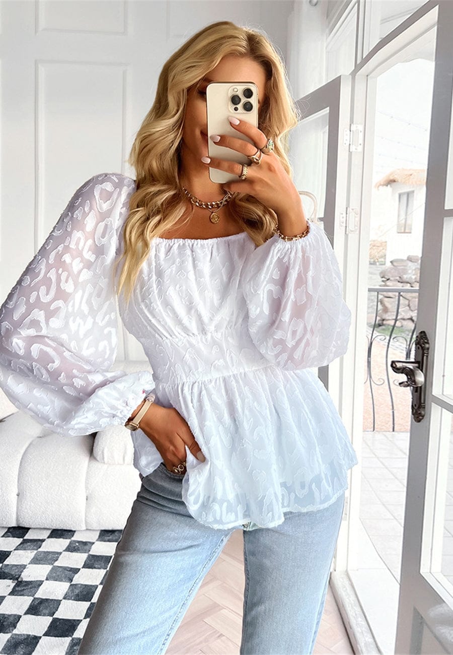 Leopard Pattern Peplum Blouse