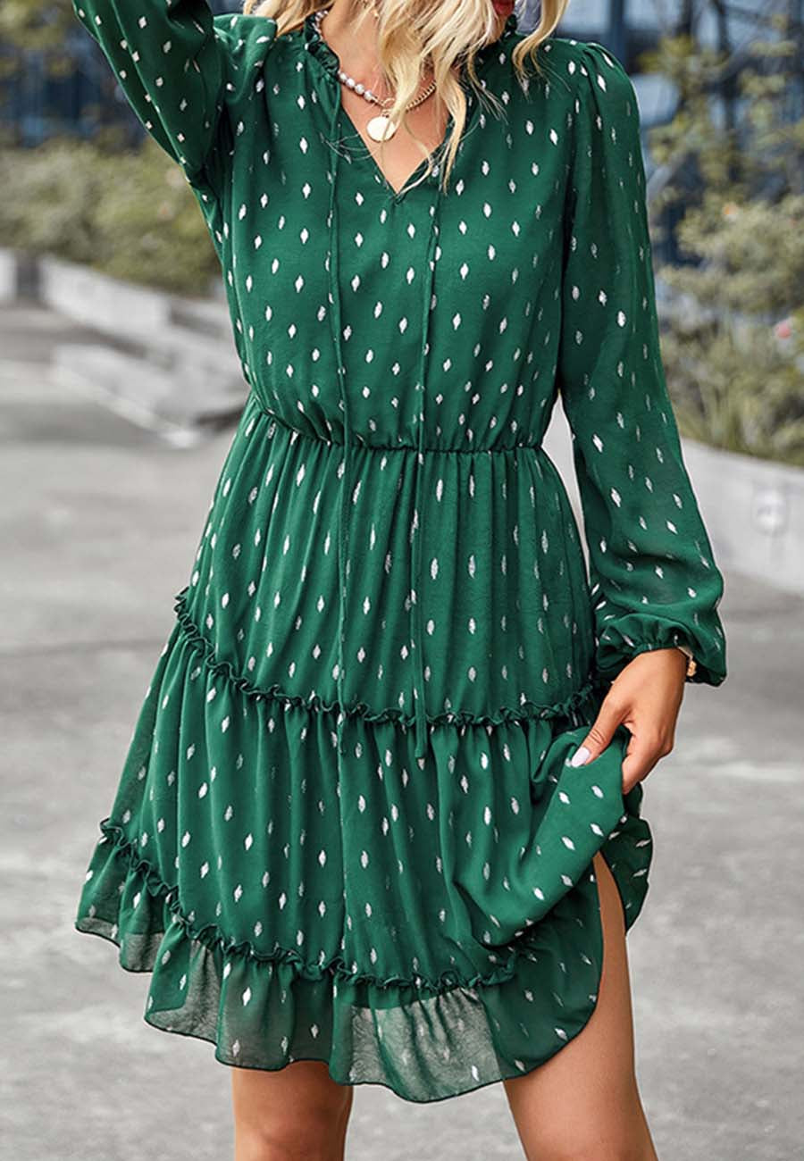 Adika Tie Neck Patterned Dress ワンピース (2 color) Tarik Ediz 98098 One Shoulder Taffeta Puffer Cindy Dress