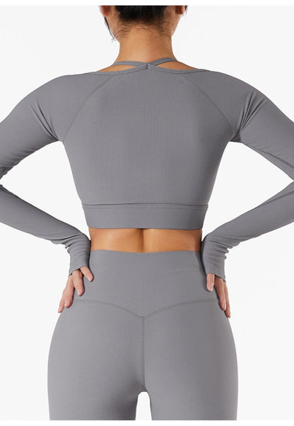 Square Neck Long Sleeve Active Top