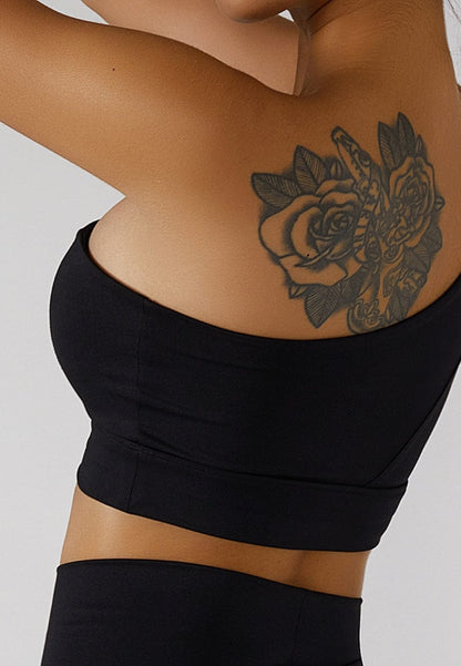 Asymmetrical One Shoulder Double Strap Sports Bra Tank