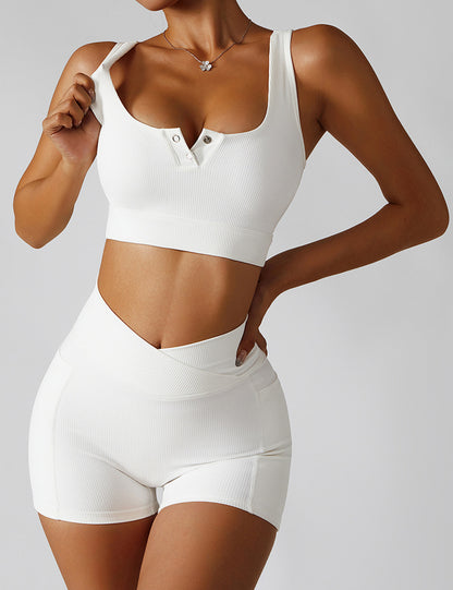 Button Front Fitness Sports Bra
