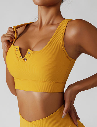 Button Front Fitness Sports Bra