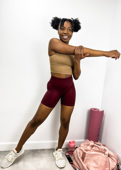 Pantalones cortos deportivos de cintura alta con malla lateral