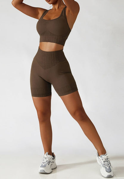 Racerback Sports Bra & Sculpting High Waist Shorts Set