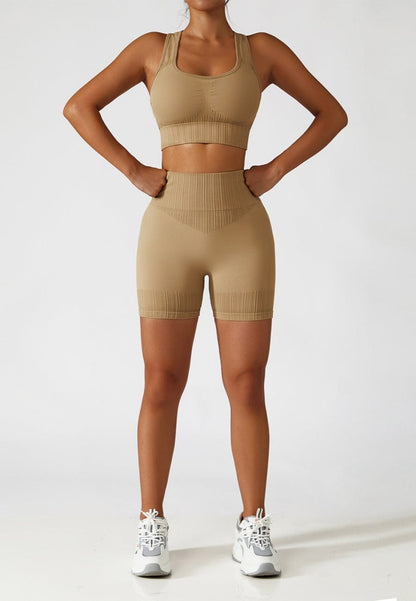 Racerback Sports Bra & Sculpting High Waist Shorts Set