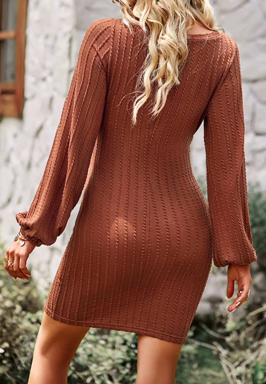 Tie Waist Braided Knit Dress