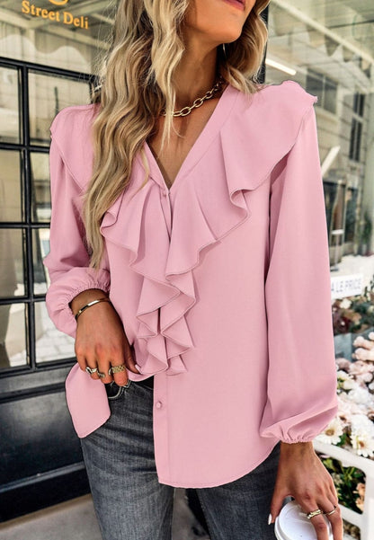 Blusa vintage con volantes en la parte delantera 