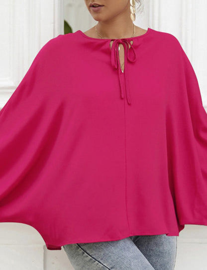 Tie Neck Dolman Sleeve Blouse