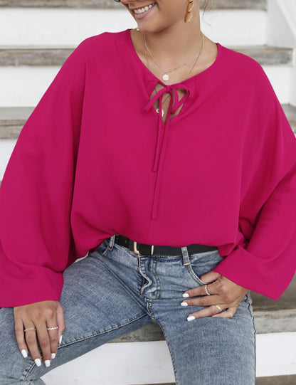 Tie Neck Dolman Sleeve Blouse