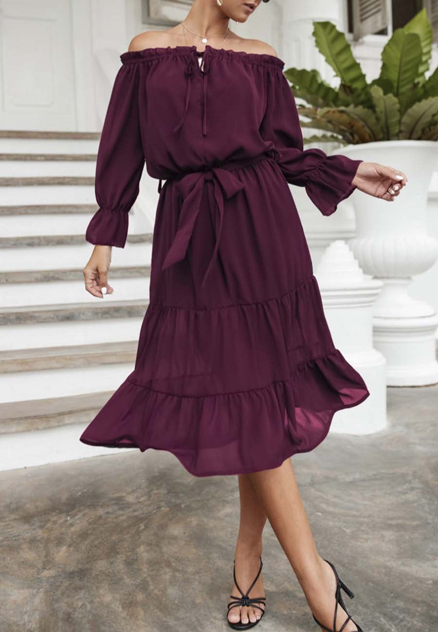 Off Shoulder Tie Detail Dress