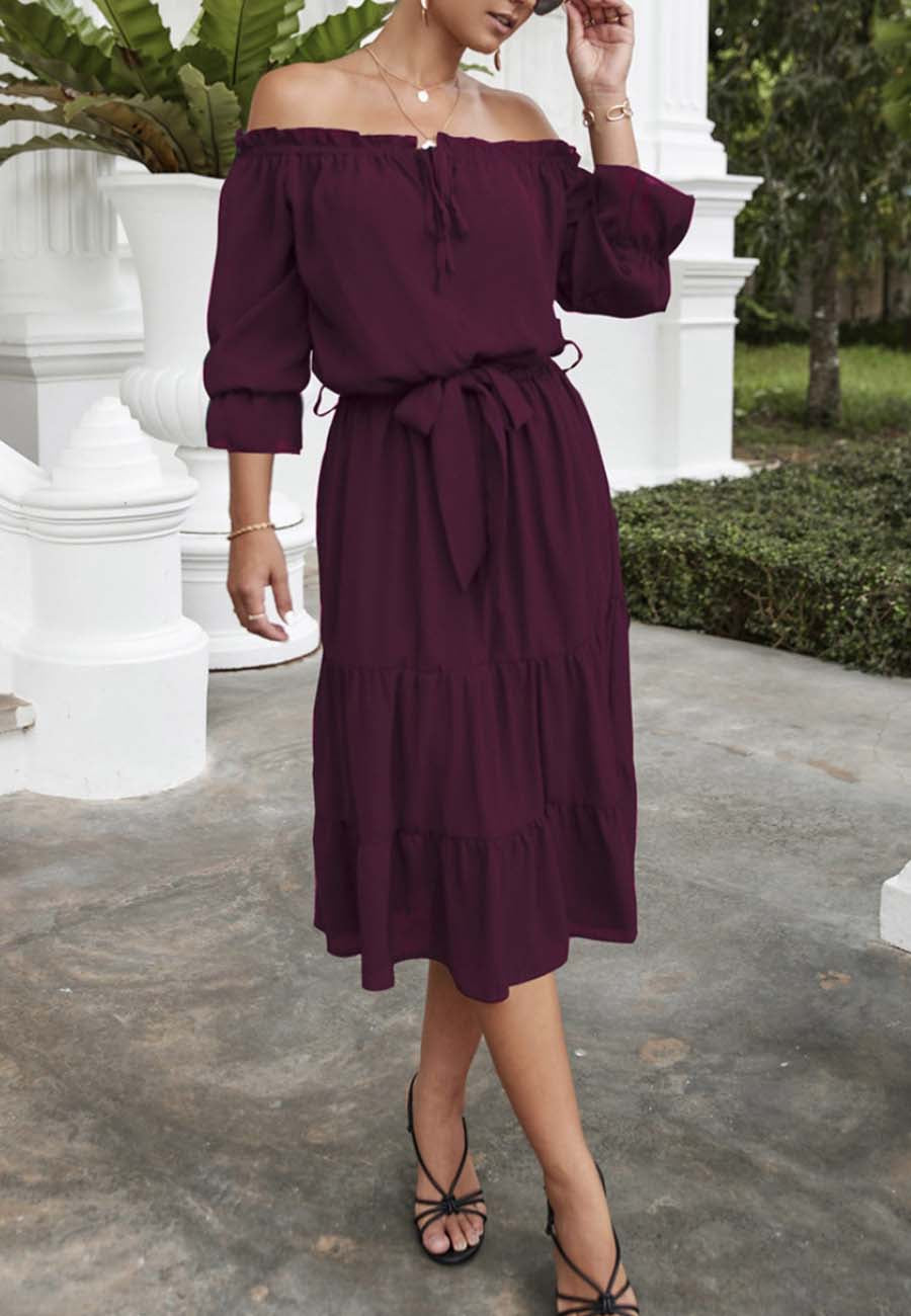 Off Shoulder Tie Detail Dress