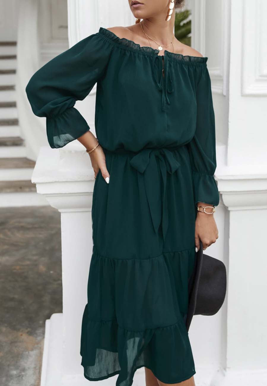 Off Shoulder Tie Detail Dress