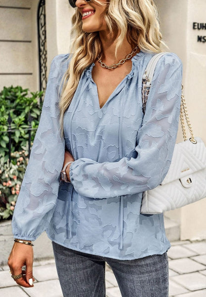 Floral Pattern Bishop Sleeve Blouse