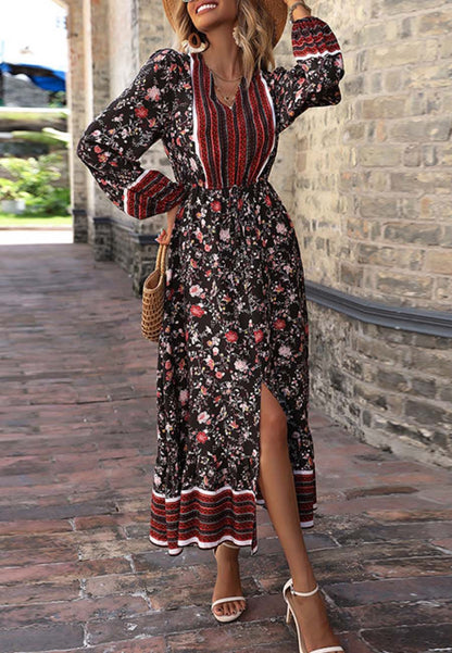 Vestido con escote en V y abertura delantera