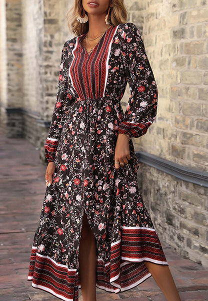 Vestido con escote en V y abertura delantera