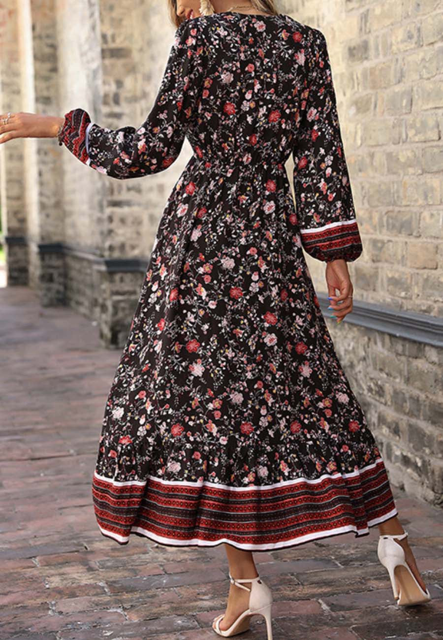 Vestido con escote en V y abertura delantera