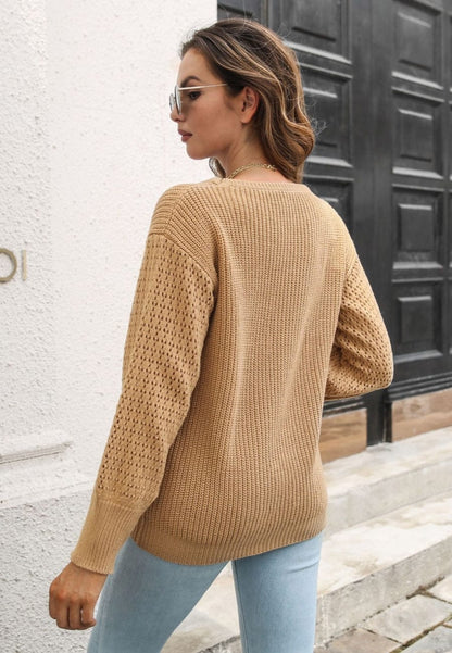 Crochet Knit Sleeve Sweater