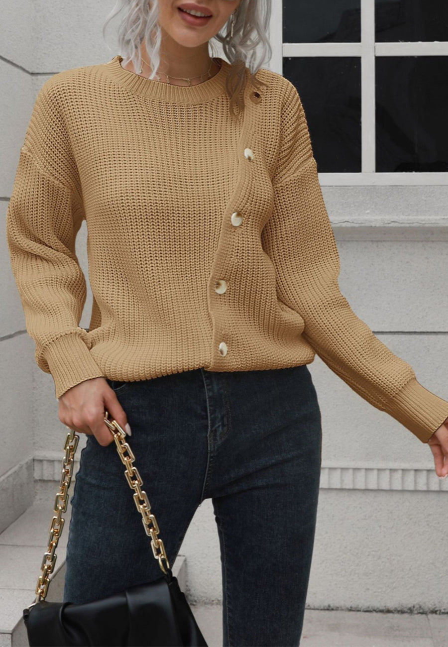 Asymmetrical Button Design Sweater