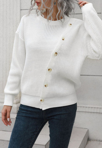 Asymmetrical Button Design Sweater