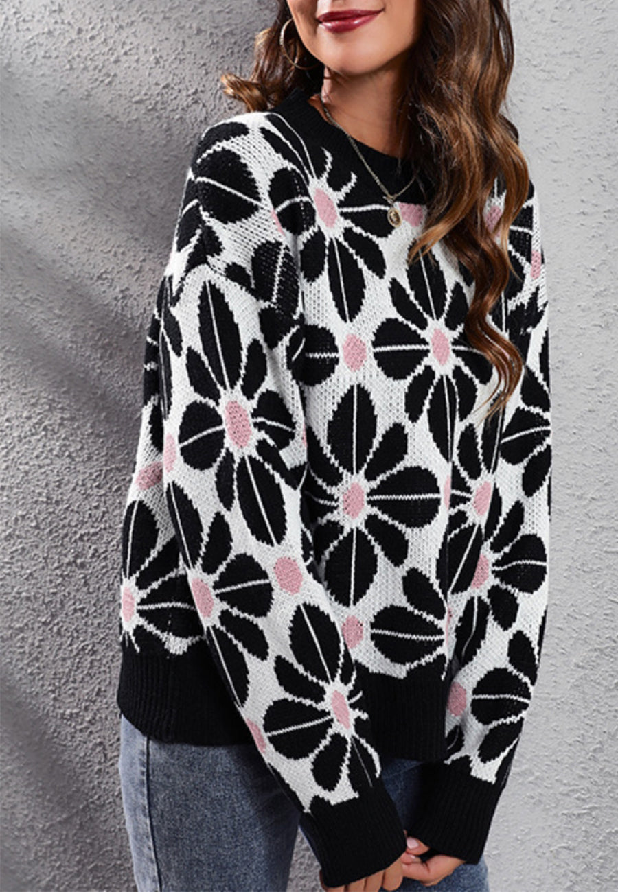 Suéter con estampado floral geométrico