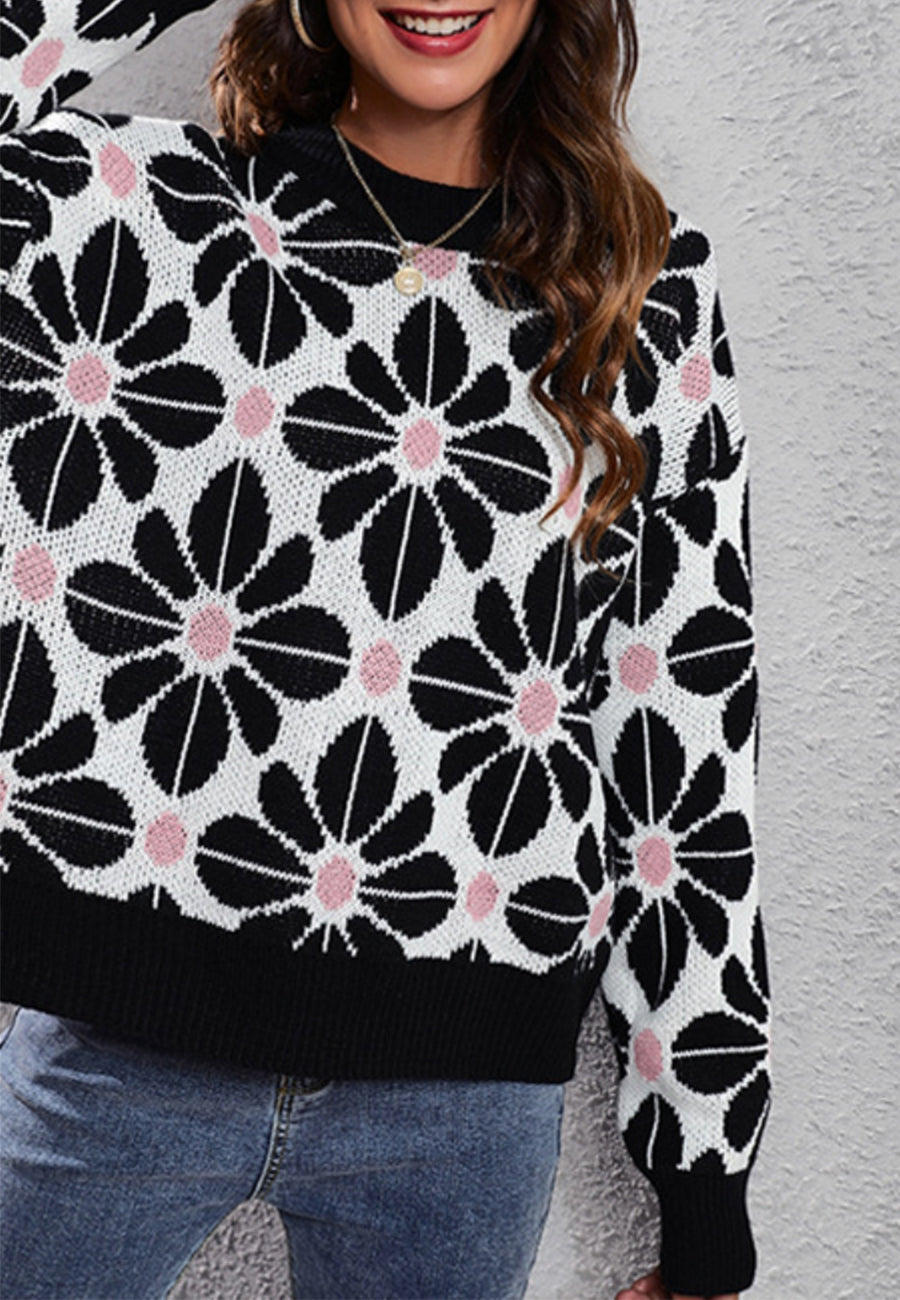 Suéter con estampado floral geométrico