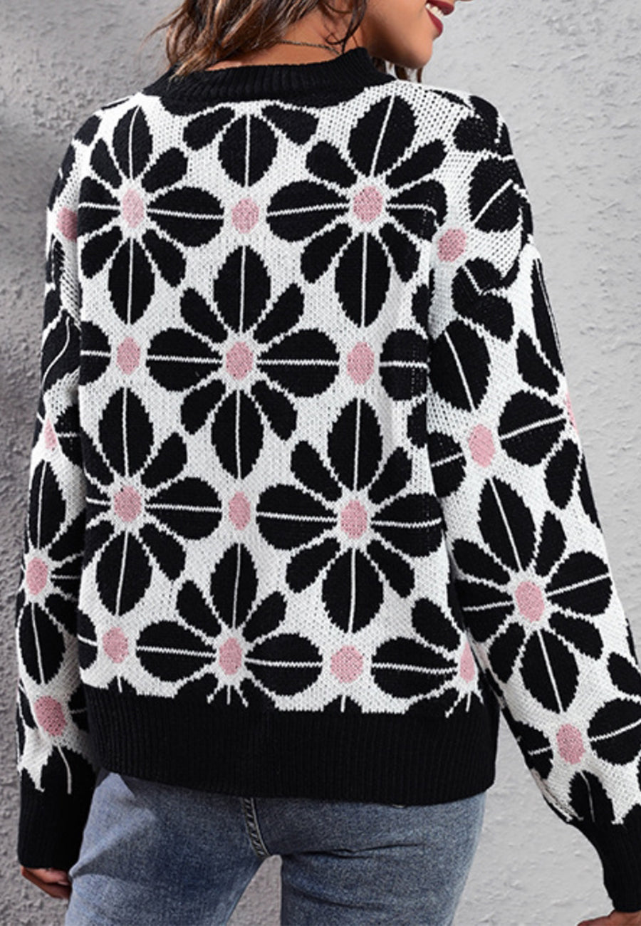 Suéter con estampado floral geométrico
