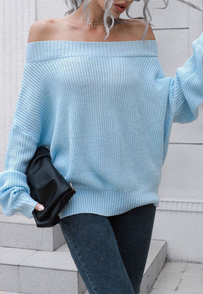 Solid Off Shoulder Knit Sweater