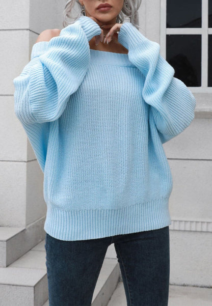 Solid Off Shoulder Knit Sweater
