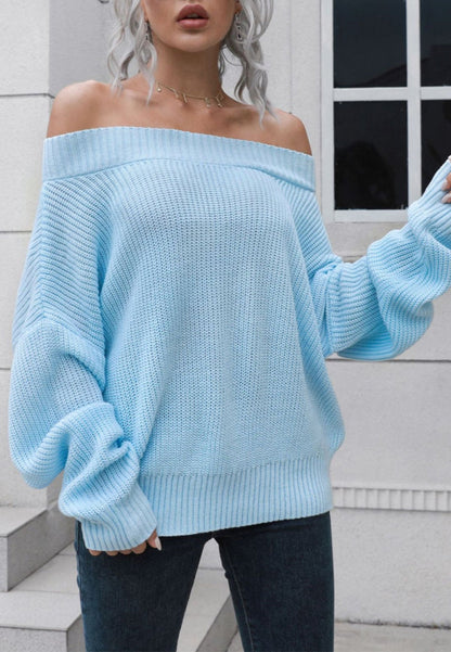 Solid Off Shoulder Knit Sweater