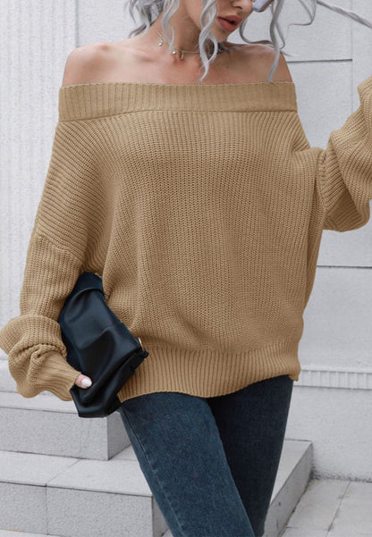 Solid Off Shoulder Knit Sweater