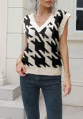 Houndstooth Knit Sweater Vest